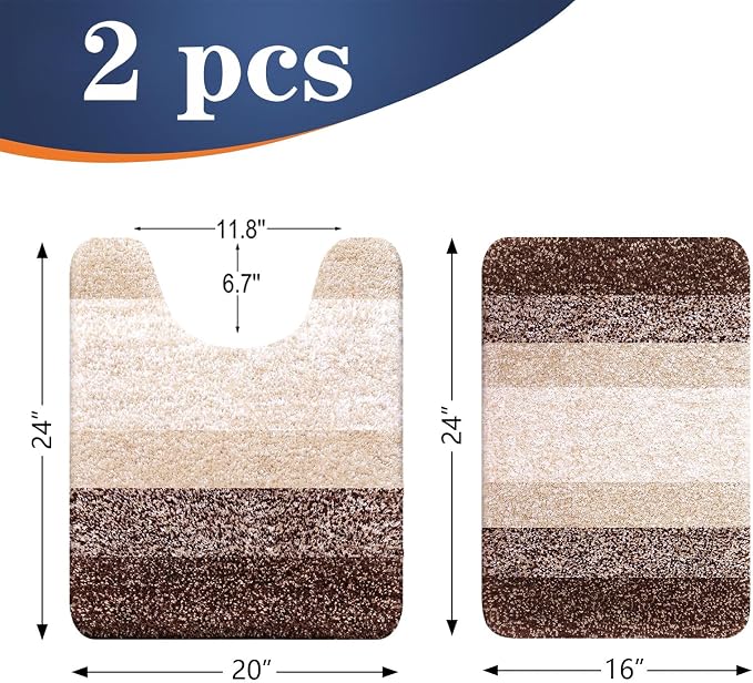 OLANLY Bathroom Rug Set 2 Piece, Soft Absorbent Microfiber Bath Mats and - Image 2