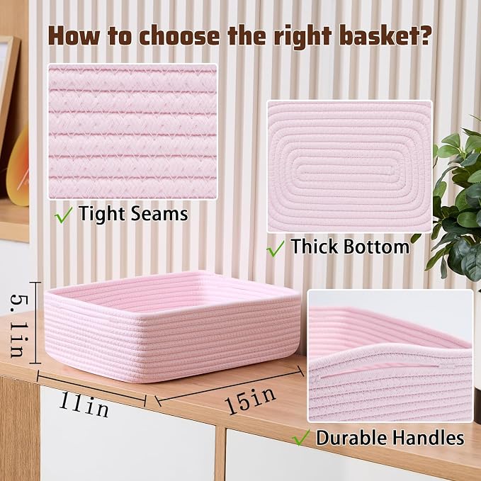 Large Shallow Organizing Baskets 15x11x5.1 Inches - Image 2