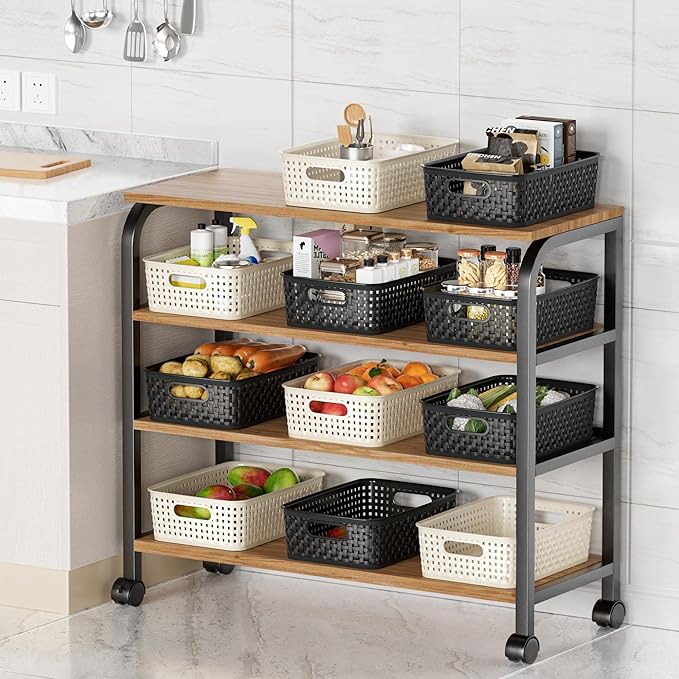 White Plastic Basket, 8 Pack Home Organization and Storage Baskets - Image 5