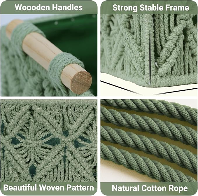 Nonam Macrame Storage Baskets, Boho Decor Style Woven Storage Boxes - Image 3