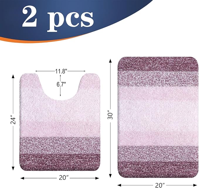 OLANLY Bathroom Rug Set 2 Piece, Soft Absorbent Microfiber Bath Mats and - Image 2