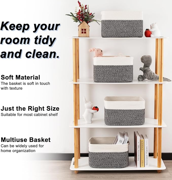 4 Pack Storage Baskets for Organizing, Woven Baskets for Shelves - Image 3