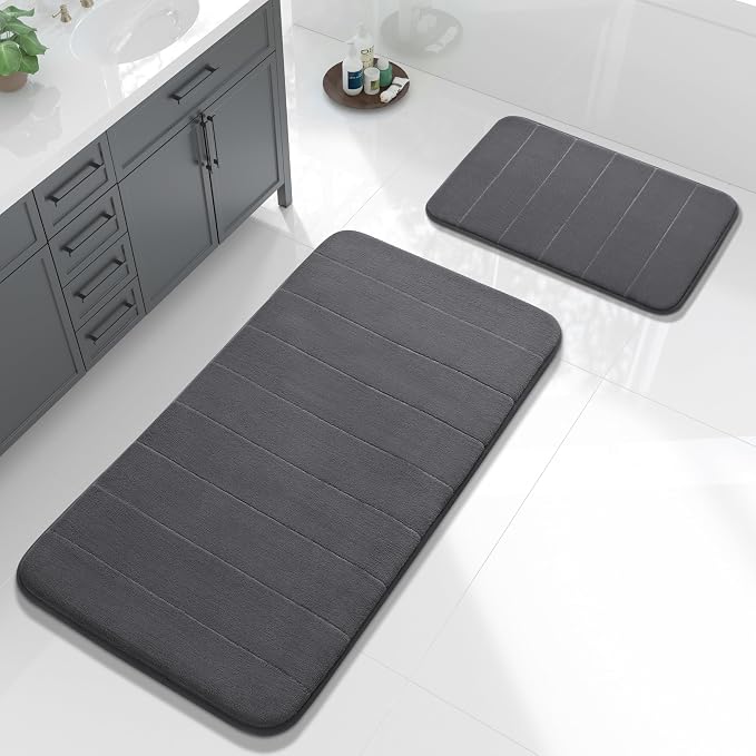 Yimobra Large Bath Mat Set 2 Piece- Super Soft Absorbent Quick Dry Memory Foam by Yimobra