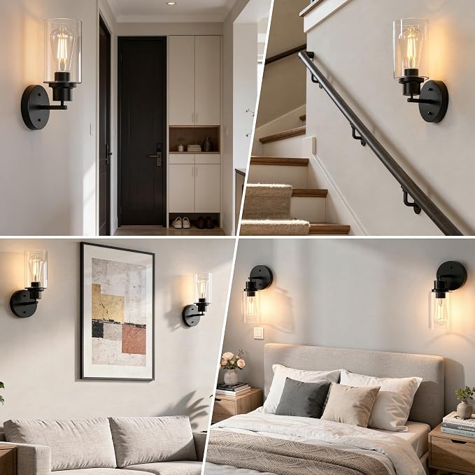 1-Light Black Bathroom Wall Sconce - Image 9