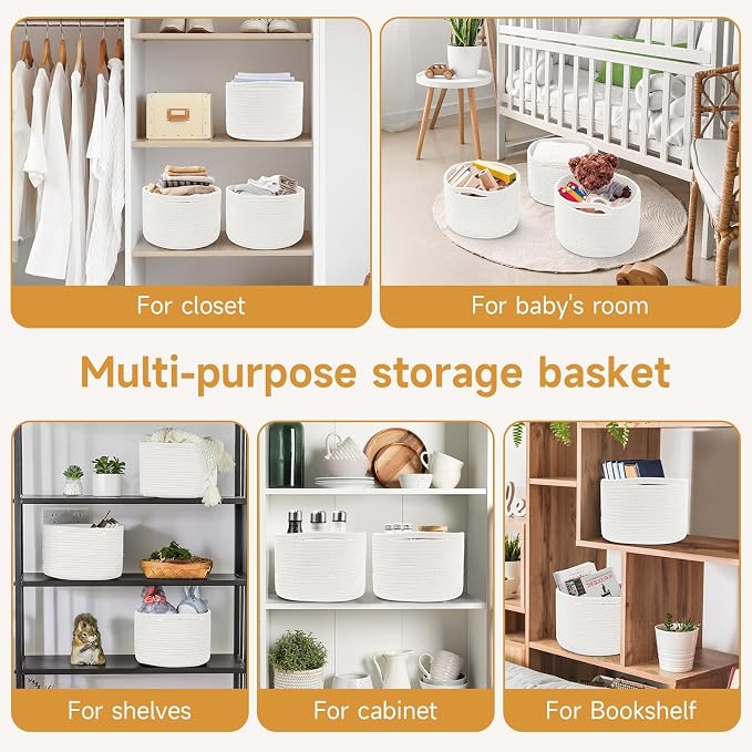 Small Rope Baskets for Storage, Baskets for Gifts Empty, Cute Round Woven - Image 8