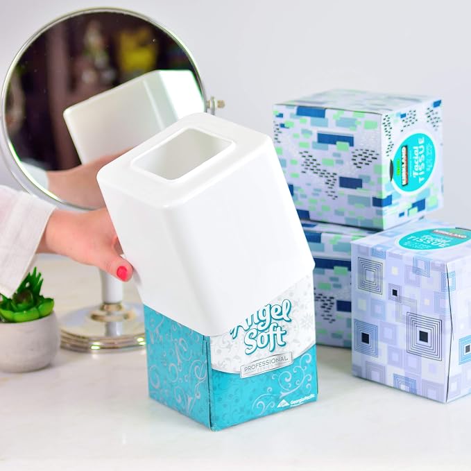 Youngever 2 Pack Tissue Box Covers, Plastic Square Tissue Box Holders, Square - Image 4