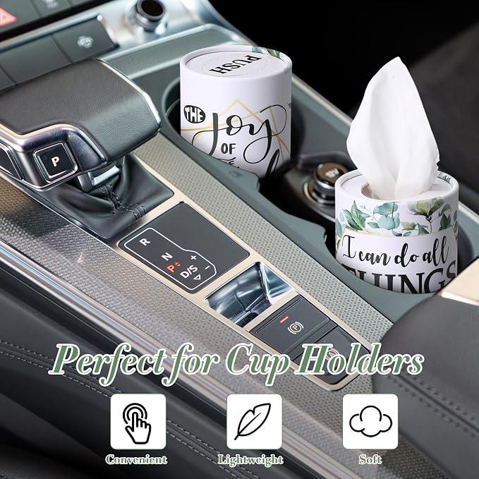 Outus 12 Pcs Greenery Christian Car Tissues Cylinder Holder - Image 4