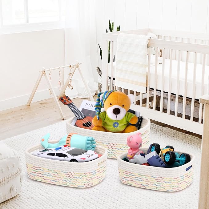 7 Piece Cotton Rope Woven Basket Set - Image 7