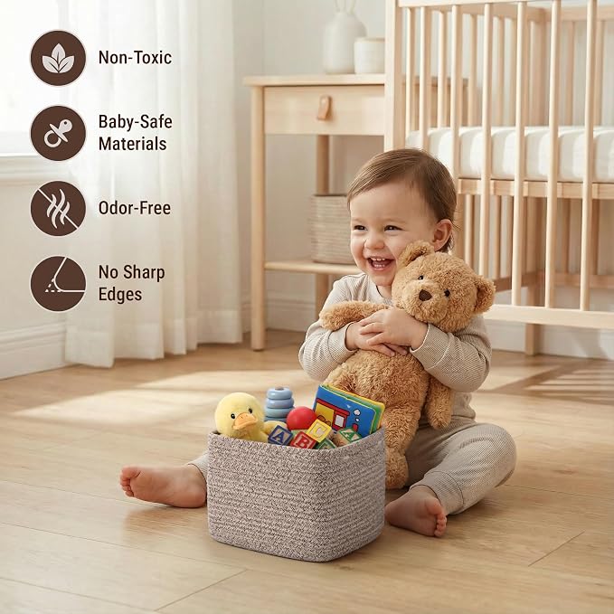 5-Pack Storage Cubes Woven Rope Baskets - Image 4