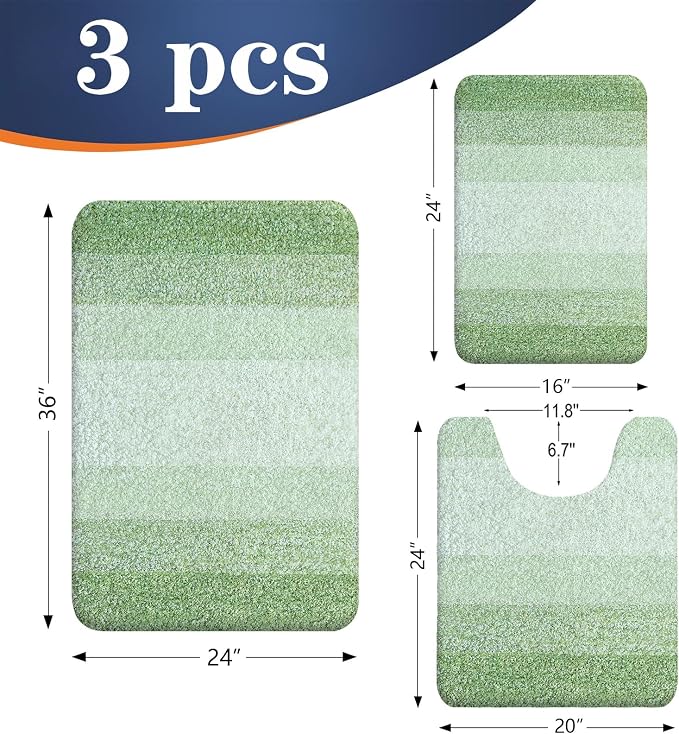 OLANLY Bathroom Rugs Sets 3 Piece, Soft Absorbent Microfiber Bath Mats and - Image 2