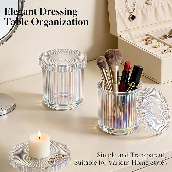2 Pack Glass Qtip Holder Dispenser Set - Image 6