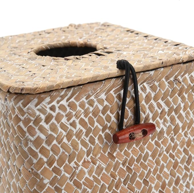 Seagrass Square Tissue Box Cover Woven Napkin Holder Decorative - Image 4