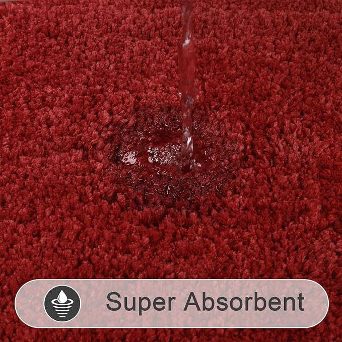 SHACOS Red Bathroom Rugs Sets 2 Piece 20x32 inch, Microfiber Non Slip Washable - Image 4