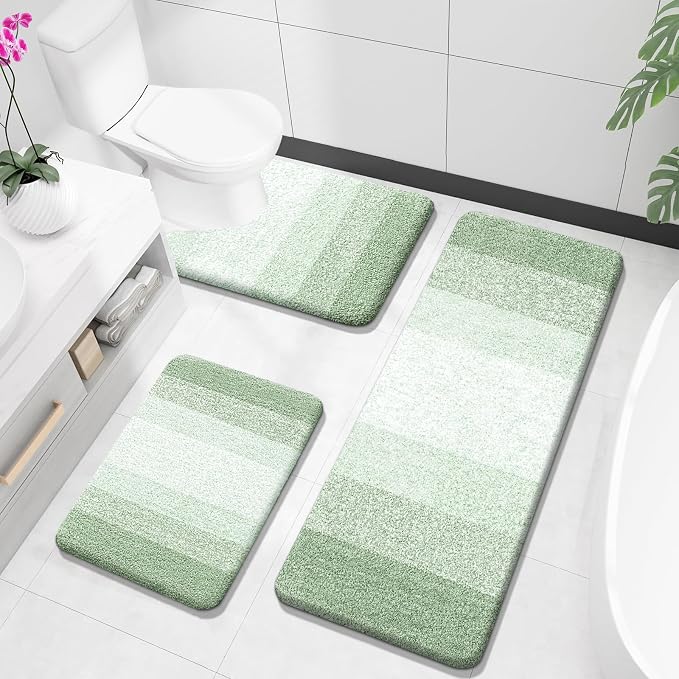 OLANLY Bathroom Rugs Sets 3 Piece, Soft Absorbent Microfiber Bath Mats and by OLANLY