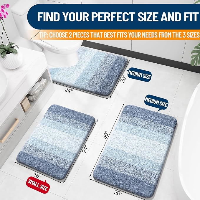 OLANLY Bathroom Rug Set 2 Piece, Soft Absorbent Microfiber Bath Mats and - Image 3