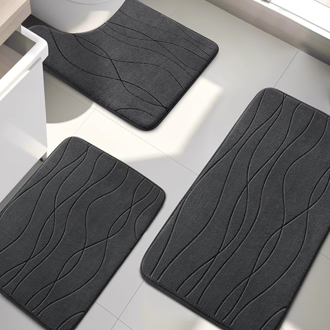 YIHOUSE Memory Foam Bathroom Rug Set, 3 Pieces - Image 8