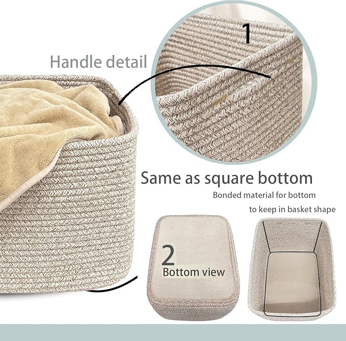 COMFY-HOMI Square Woven Cotton Rope Basket - Image 5