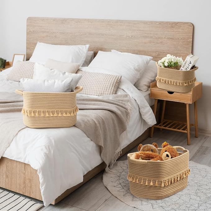 TeoKJ Storage Basket 3 Pack for Organizing, Rope Cotton Baskets for Toy - Image 9