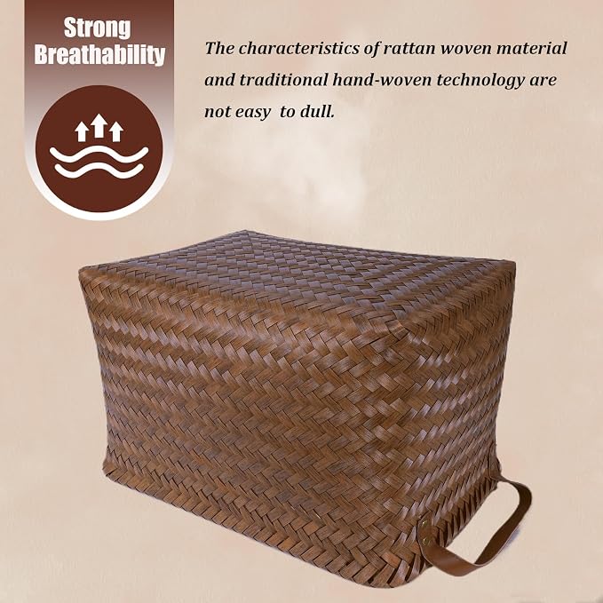 BROWNLILY Handwoven Clothes Basket Laundry Hampers Large Wicker Storage Baskets - Image 5