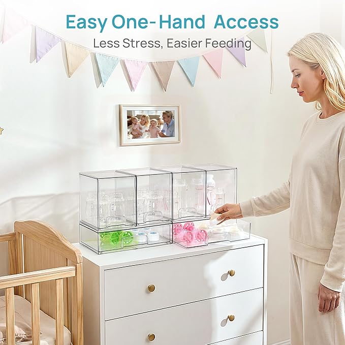 Vtopmart 6 Pack Clear Baby Bottle Organizer Set, Stackable Storage Drawers Ideal - Image 5