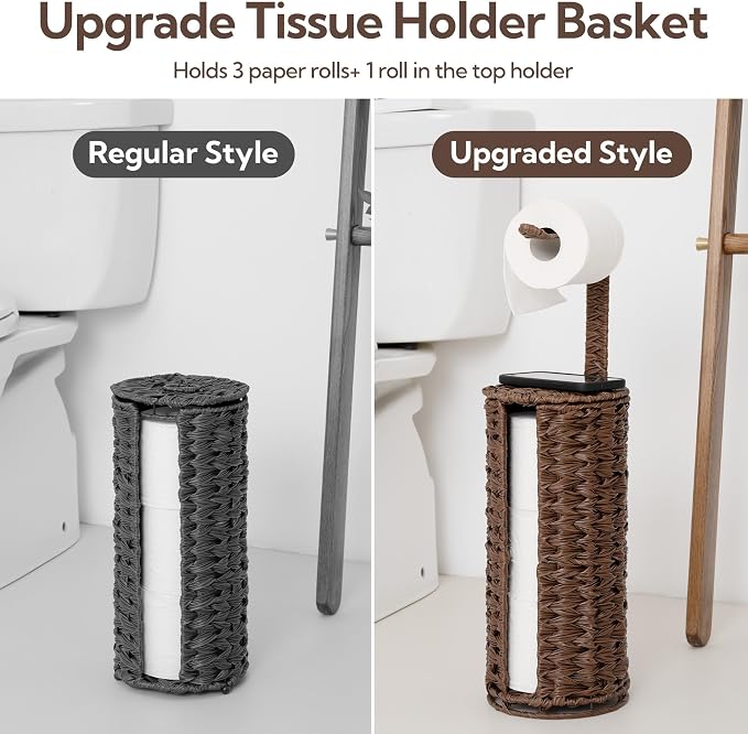 GRANNY SAYS Wicker Freestanding Toilet Paper Holder Stand - Image 4