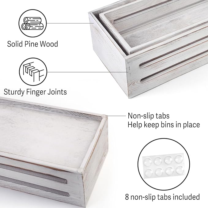 LotFancy Bathroom Decor Box, 2 Pack Wooden Toilet Paper Holder, Farmhouse - Image 3