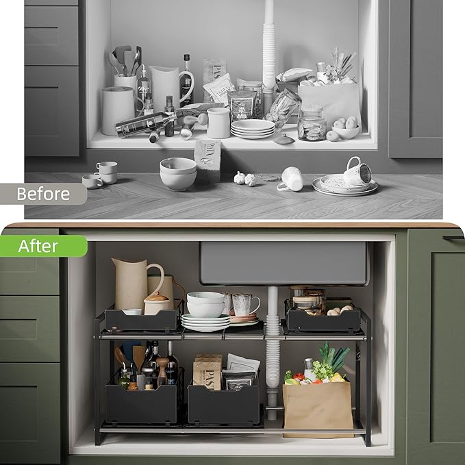 NETEL Adjustable Under Sink Organizers and Storage, Expandable Cabinet Storage - Image 4