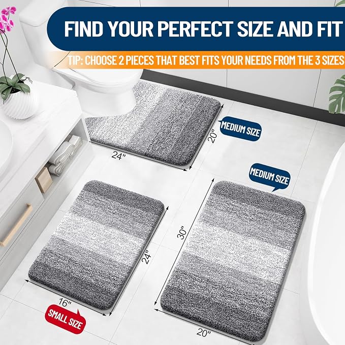 OLANLY Bathroom Rug Set 2 Piece, Soft Absorbent Microfiber Bath Mats and - Image 3