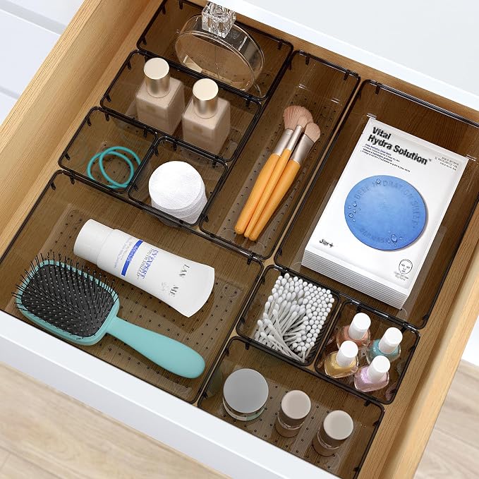 13 PCS Clear Plastic Drawer Organizers Set, 4 Size Desk Drawer Organizer Trays - Image 5