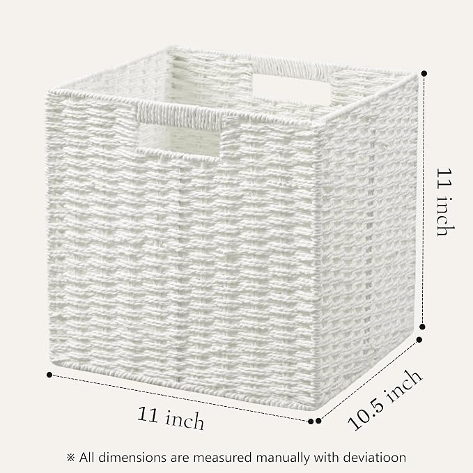 UBBCARE 3 Pack Wicker Basket, 11L×11H×10.5W inch Woven Paper Rope Storage - Image 2