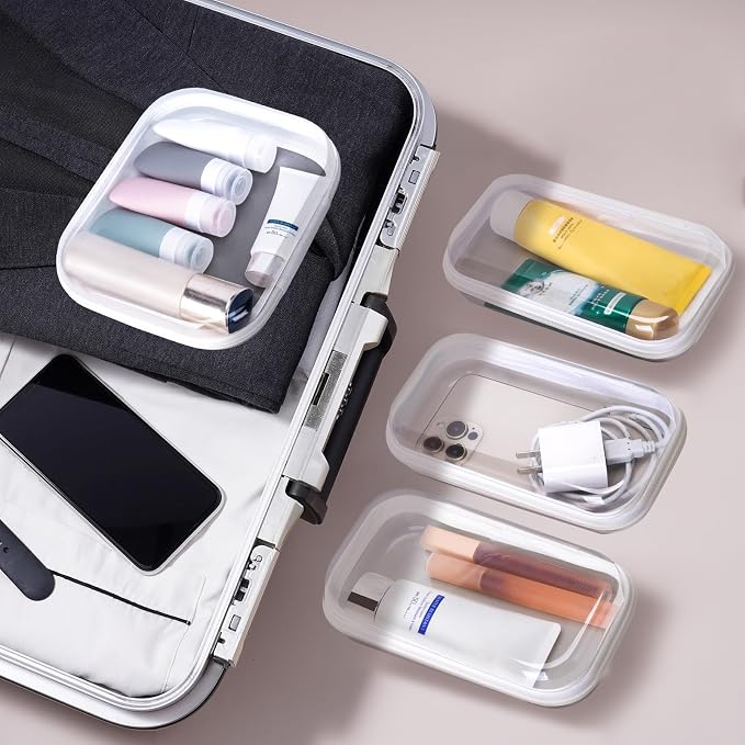 4 pcs Clear Zipper Pouches, Hard Shell Zipper Case, Toiletry Bag - Image 4