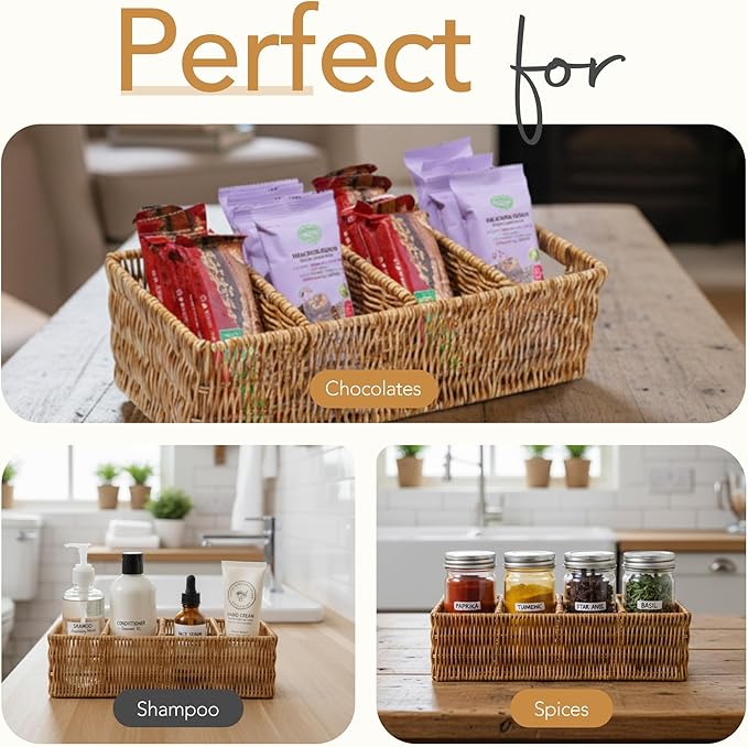 Nature-Inspired Rattan Pantry Organizer Baskets Set of 2 - Image 5