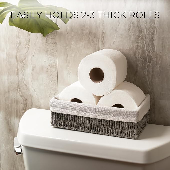 Beautiful Toilet Paper Storage Basket Set of 2 – Decorative Wicker Bathroom - Image 3