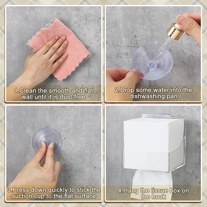 Geelin 1 Pcs Tissue Box Holder Wall Mount Acrylic Dispenses Tissue Box Shelf - Image 4