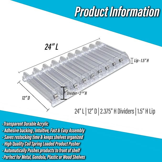 STORE FIXTURES DIRECT Auto Feed Shelf Product Pusher Kit, Adjustable Pushing - Image 2