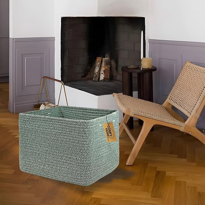 COMFY-HOMI Square Woven Cotton Rope Basket - Image 6