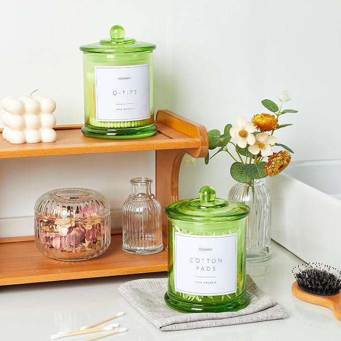 Qtip Holder & Cotton Pad Dispenser, Bathroom Organizer and Storage Canisters - Image 2