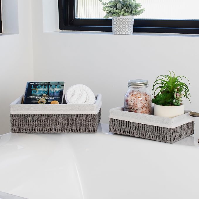 Beautiful Toilet Paper Storage Basket Set of 2 – Decorative Wicker Bathroom - Image 6