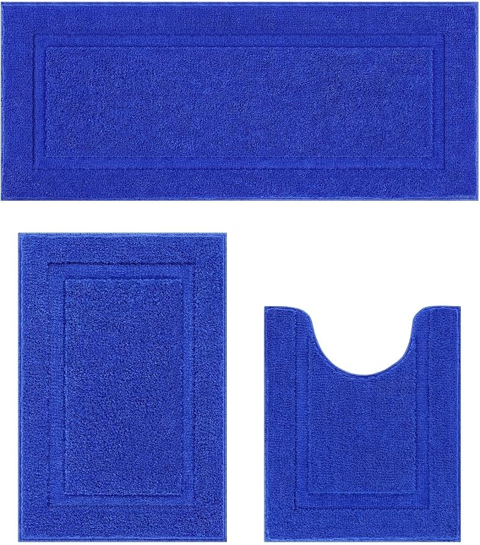 SHACOS Soft Fluffy Bathroom Runner Rugs Set of 3 Bath Mats by SHACOS
