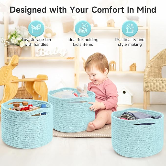 Small Rope Baskets for Storage, Baskets for Gifts Empty, Cute Round Woven Basket - Image 3