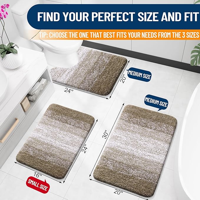 OLANLY Bathroom Rug Set 2 Piece, Soft Absorbent Microfiber Bath Mats and - Image 3