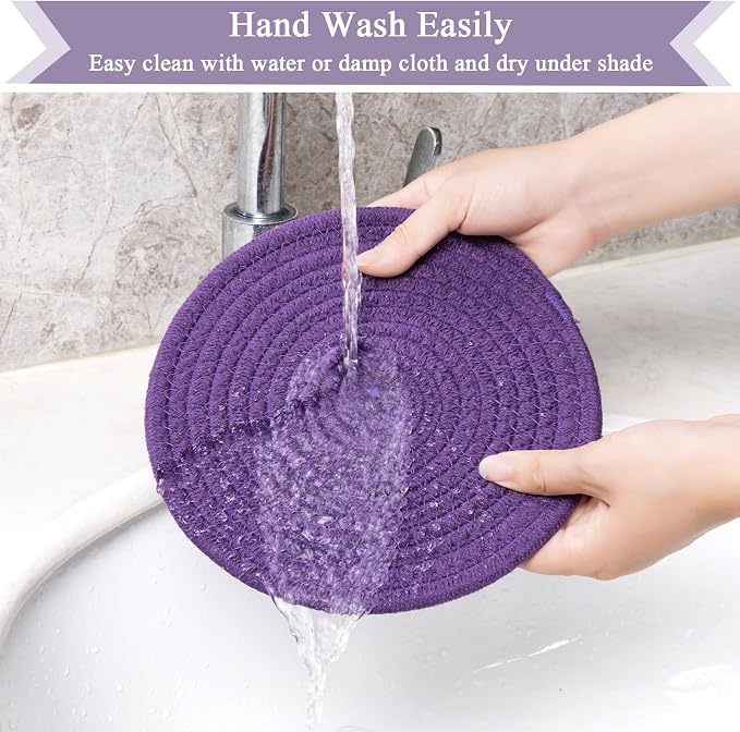 SHACOS 8 Inches Trivets for Hot Dishes, 4 Pieces Cotton Trivets Mats for Kitchen - Image 5