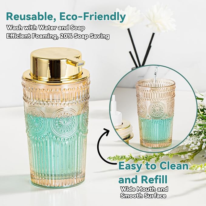 Gold Glass Foaming Soap Dispenser - Image 5