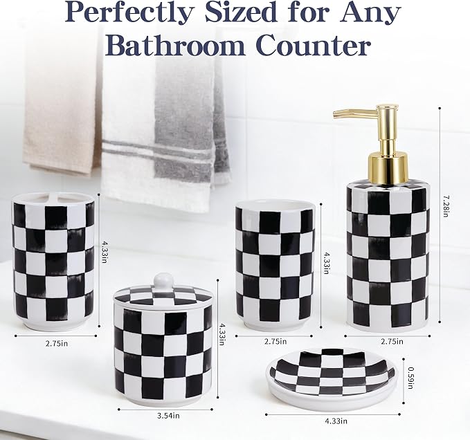 Ceramic Bathroom Soap Dispenser Set, Toothbrush Holder, Soap Dish & Storage Jar - Image 5