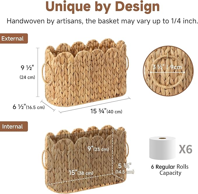 StorageWorks Scalloped Bathroom Toilet Paper Storage Holder, Wicker Toilet - Image 7