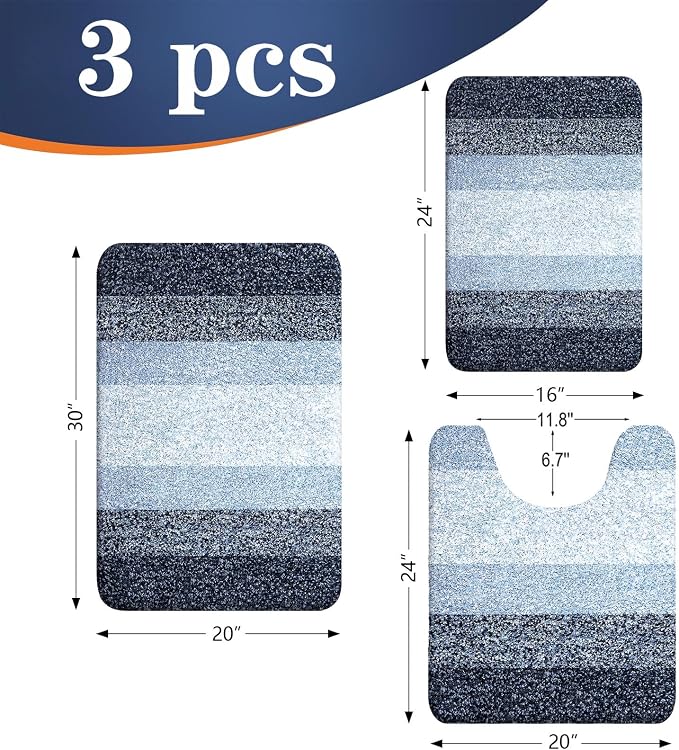OLANLY Bathroom Rugs Sets 3 Piece, Soft Absorbent Microfiber Bath Mats and - Image 2