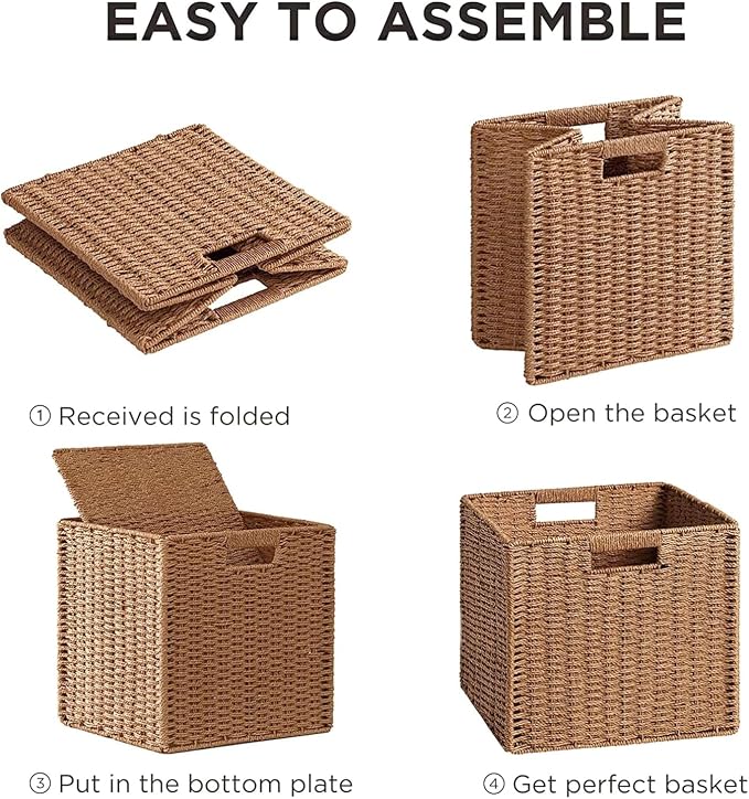 UBBCARE 2 Pack Wicker Basket, 11L×11H×10.5W inch Woven Paper Rope Storage - Image 7