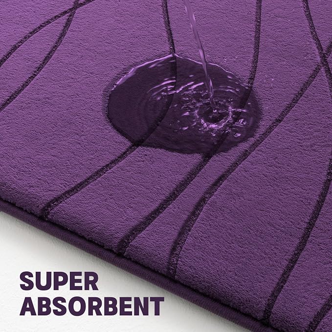 YIHOUSE Memory Foam Purple Bathroom Rug Sets 5 Piece, Ultra Absorbent Bath Mat - Image 3