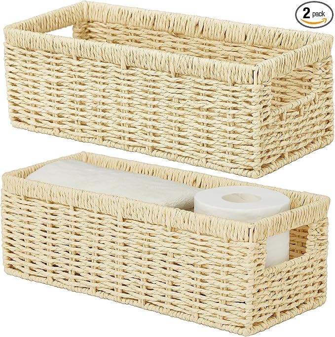 Vagusicc Wicker Storage Basket, Paper Rope Wicker Baskets by Vagusicc