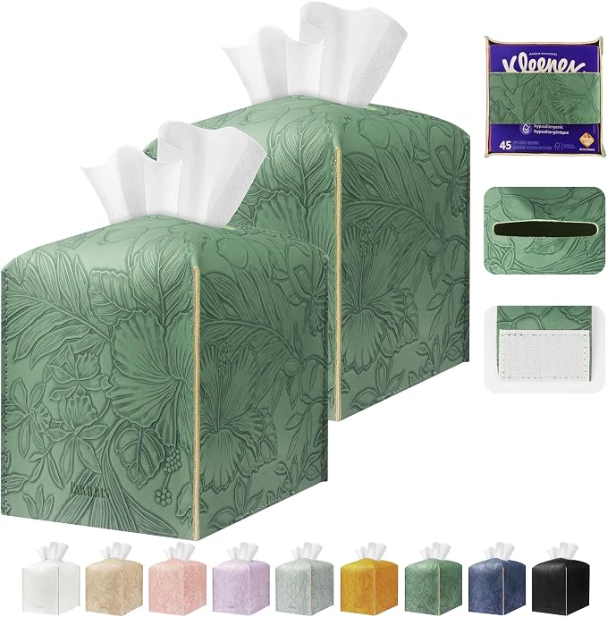 Tissue Box Holder Cover Square Tissue Cube Cover PU Leather Tissue Organizer by DecorateYourHome